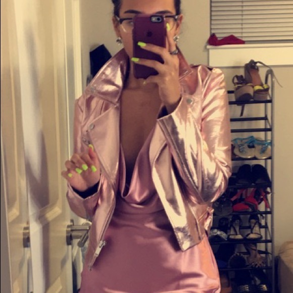 Jackets & Blazers - Faux Leather Metallic Jacket